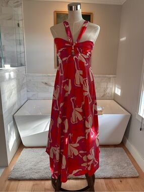 Mister Zimi Halter Dress in vibrant "Berry Lotus"
